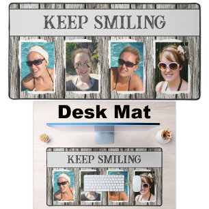 4 photo keep smiling grey white desk mat