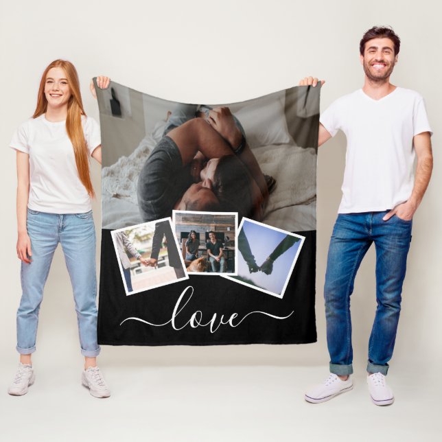 4 Photo Love Personalised Fleece Blanket (In Situ)
