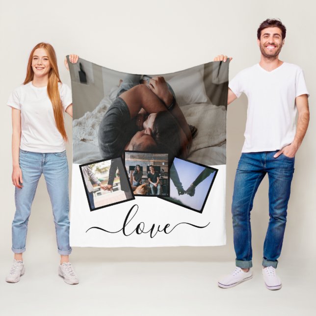 4 Photo Love Personalised Fleece Blanket (In Situ)
