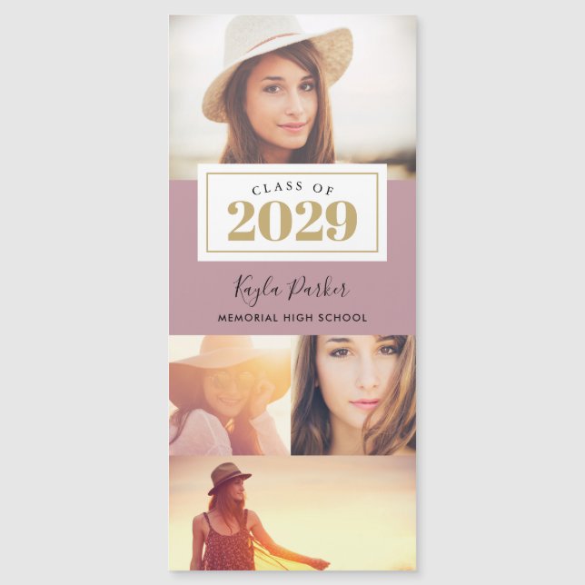 4 Photo Magnetic Graduation Announcement Cards (Front)