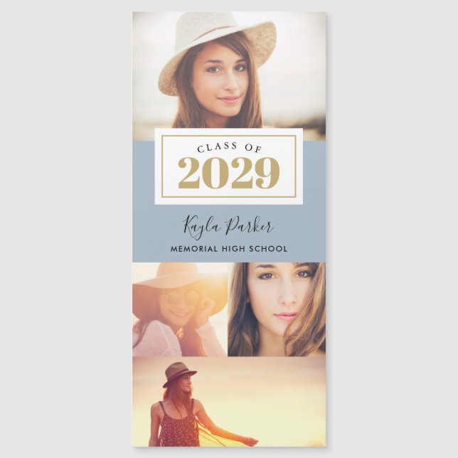 4 Photo Magnetic Graduation Announcement Cards (Front)