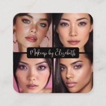 4 Photo Makeup Blush Pink Script Black QR Code