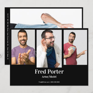 4 Photo Male Actor Headshot Comp Card Template