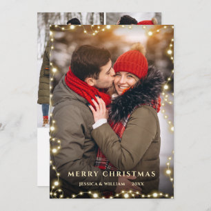 4 PHOTO Merry Christmas Gold Sparkle Greeting Holiday Card
