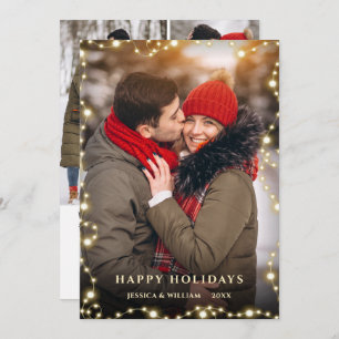 4 PHOTO Merry Christmas Gold Sparkle Greeting Holiday Card