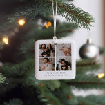 4 Photo Merry Christmas Holiday  Ceramic Ornament<br><div class="desc">Elevate your holiday decor with this 4 Photo Merry Christmas Holiday Ceramic Ornament. This timeless and elegant design allows you to showcase your cherished holiday photos. Add a personalised touch to your Christmas tree or create a memorable gift for loved ones. To modify details, click 'Details', and for text adjustments,...</div>