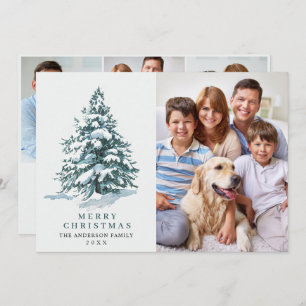4 PHOTO Minimalist Christmas Tree Greeting Holiday Card