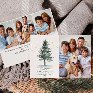 4 PHOTO Minimalist Christmas Tree Greeting Holiday Card
