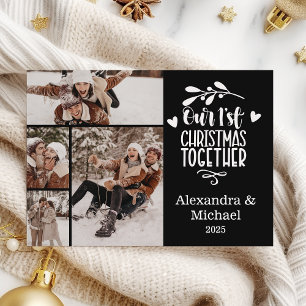 4 Photo Minimalist First Christmas Together Holiday Card