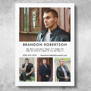 4 Photo Model Actor 5x7 Comp/Zed Card Template
