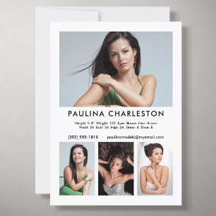 4 Photo Model Actor 5x7 Comp/Zed Card Template