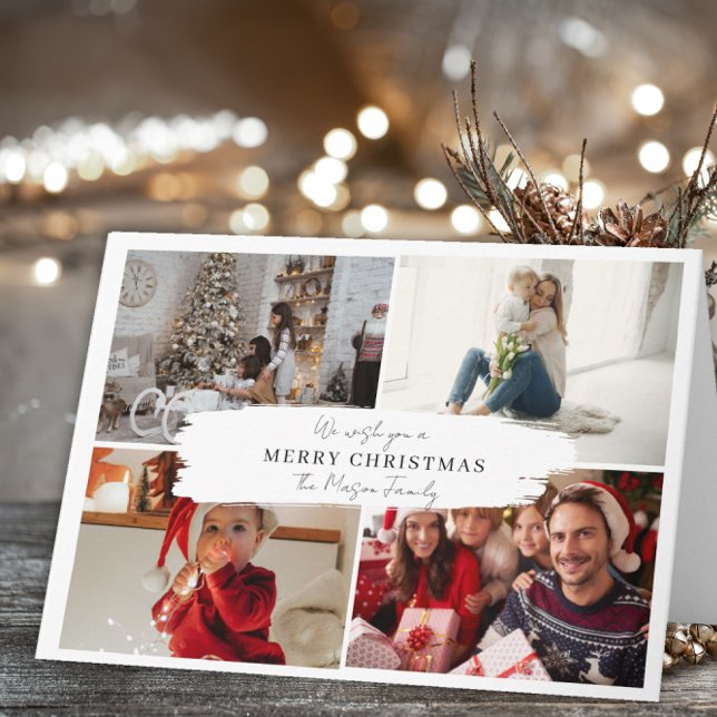 4 Photo modern Family Christmas Card Trees Design (Creator Uploaded)
