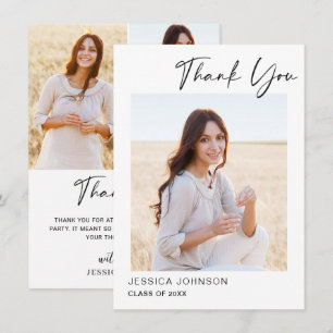 4 PHOTO Modern Simple Minimalist Graduation Thank You Card