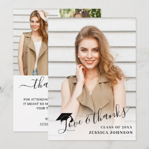 4 Photo Modern Simple Minimalist Graduation Thank You Card