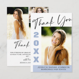 4 PHOTO Modern Simple Minimalist Graduation Thank You Card