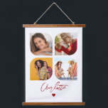 4 Photo Modern Trendy Simple Personalised Name Hanging Tapestry<br><div class="desc">4 Photo Modern Trendy Simple Heart Personalised Name Hanging Tapestry features four of your favourite photos with your personalised name in elegant red calligraphy script accented with a love heart. Personalise by editing the text in the text box provided. Perfect for birthday, Christmas, Mother's Day, baby showers, bridal showers, mum,...</div>