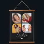4 Photo Modern Trendy Simple Personalised Name Hanging Tapestry<br><div class="desc">4 Photo Modern Trendy Simple Heart Personalised Name Hanging Tapestry features four of your favourite photos with your personalised name in elegant white calligraphy script accented with a love heart. Personalise by editing the text in the text box provided. Perfect for birthday, Christmas, Mother's Day, baby showers, bridal showers, mum,...</div>