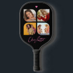 4 Photo Modern Trendy Simple Personalised Name Pickleball Paddle<br><div class="desc">4 Photo Modern Trendy Simple Heart Personalised Name Pickleball Paddle features four of your favourite photos with your personalised name in elegant pink calligraphy script accented with a love heart. Personalise by editing the text in the text box provided. Perfect for birthday, Christmas, Mother's Day, baby showers, bridal showers, mum,...</div>