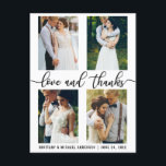 4 Photo Modern Wedding Love and Thanks Script Postcard<br><div class="desc">Modern 4 Photo Wedding Love and Thanks Postcard</div>