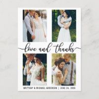 4 Photo Modern Wedding Love and Thanks Script