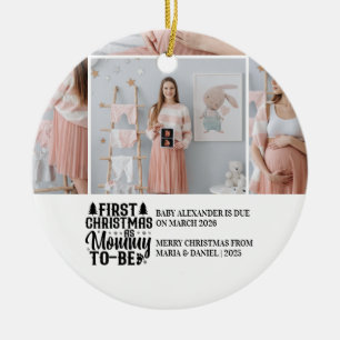 4 Photo Mommy to be Christmas Pregnancy  Ceramic Tree Decoration