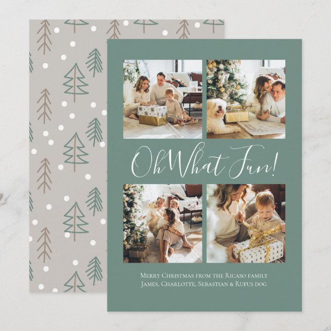 4 Photo oh What Fun Nordic Christmas Holiday Card (Front/Back)