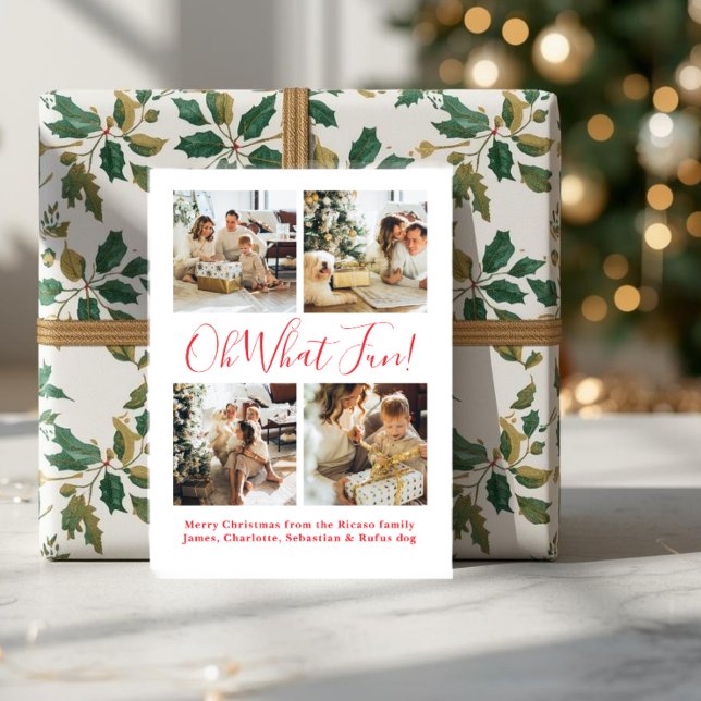 4 Photo oh What Fun Nordic Christmas Holiday Card (4 Photo oh What Fun Nordic Christmas Holiday Card by Ricaso. Christmas tree pattern to back)