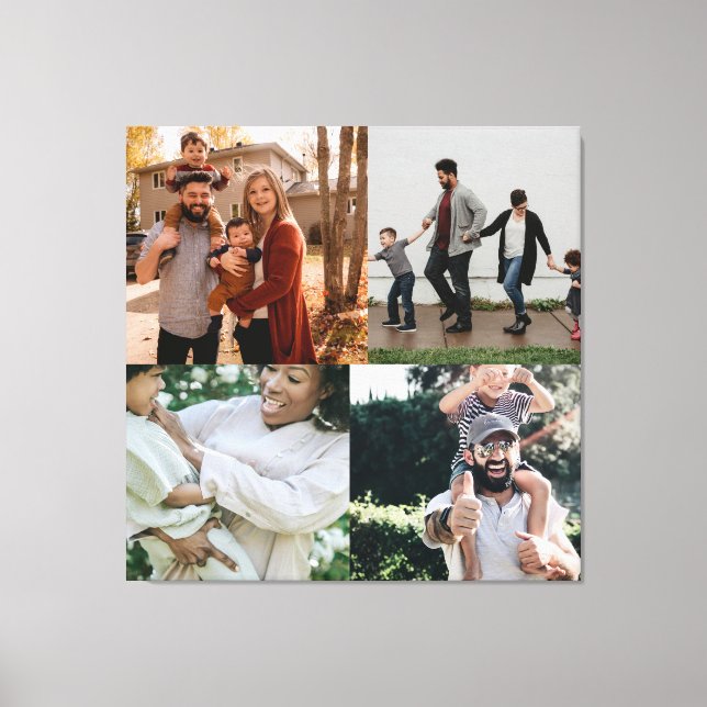  4 Photo Personalised Custom Collage Canvas Print (Front)