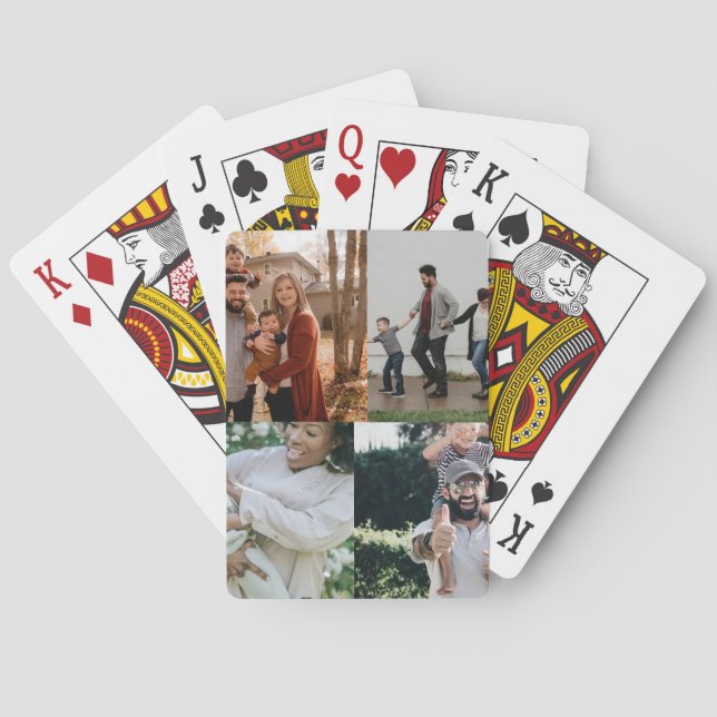  4 Photo Personalised Custom Collage Playing Cards (Back)