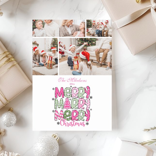 4 Photo Pink Green Merry Christmas Holiday (Creator Uploaded)