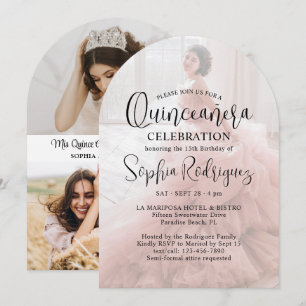 4 Photo Quinceañera Modern Overlay 15th Birthday Invitation