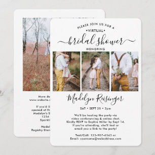 4 Photo Script Virtual Long Distance Bridal Shower Invitation
