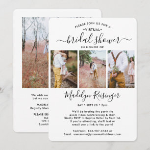 4 Photo Script Virtual Long Distance Bridal Shower Invitation