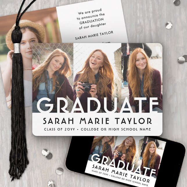 4 Photo Simple Modern Bold Typography Graduation Announcement (Creator Uploaded)