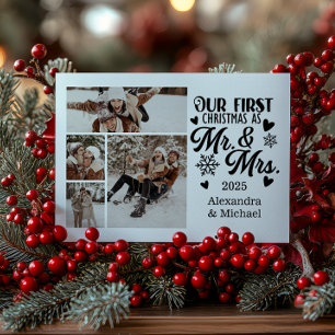 4 Photo Snowflakes Christmas Mr and Mrs Holiday Card