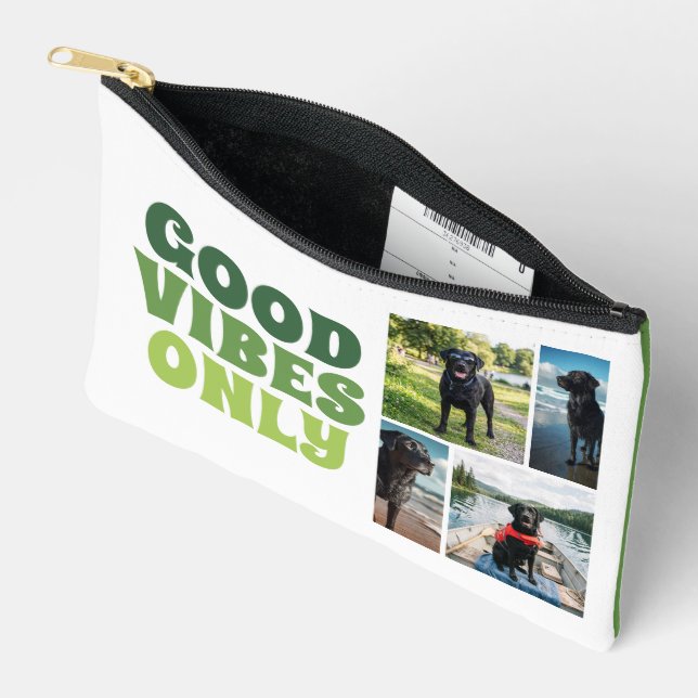 4 Photo Template Make Your Own Good Vibes Only Accessory Pouch (Open)