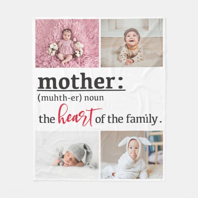 4 photo template mother definition keepsake fleece blanket (Front)