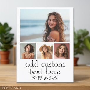 4 Photo Template with 2 Lines of Text Postcard