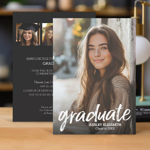 4 Photo Trendy Graduation Party - vertical Invitation