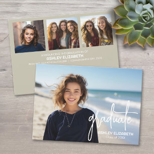 4 Photo Trendy Modern Graduation Invitation