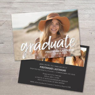 4 Photo Trendy Modern Graduation Party Invitation
