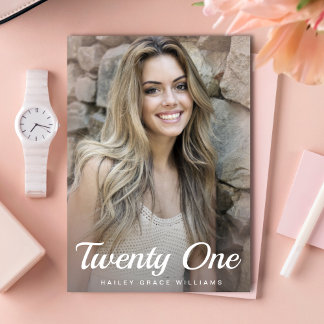 4 Photo Trendy Pink 21st Birthday Party Invitation