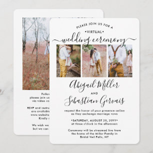 4 Photo Virtual Wedding Livestream Long Distance Invitation