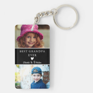 4 Photo We Love You Best Grandpa Ever Black Key Ring