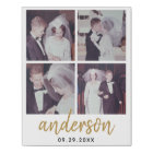 4 Photo Wedding Collage Handwritten Last Name