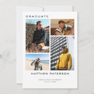 4 Photogrid Collage Simple Minimalist Graduation Invitation