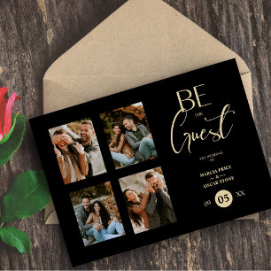 4 Photos Be our Guest Black Wedding Fancy Invitation