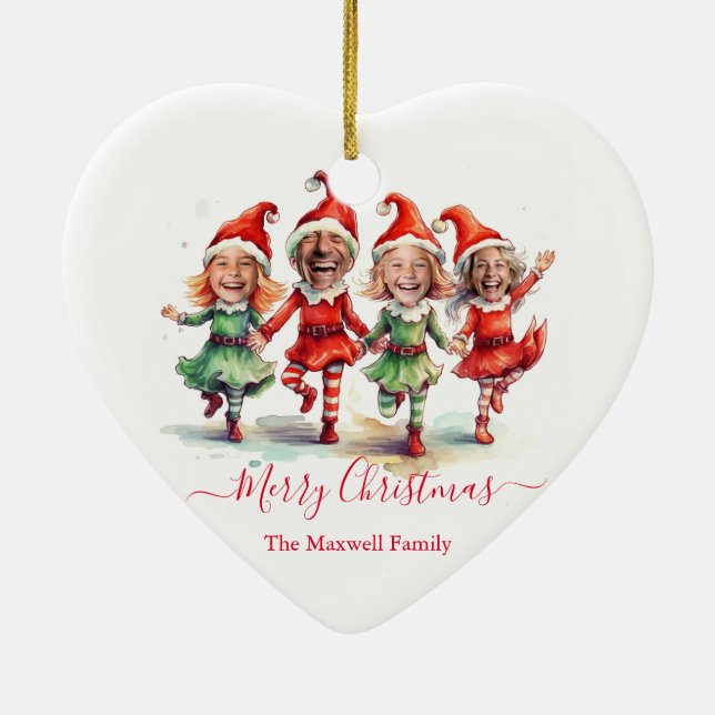 4 Photos Christmas elves  Ceramic Tree Decoration (Back)