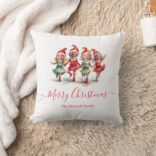 4 photos Christmas elves  Cushion (Blanket)