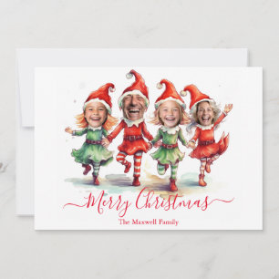 4 Photos Christmas elves  Holiday Card